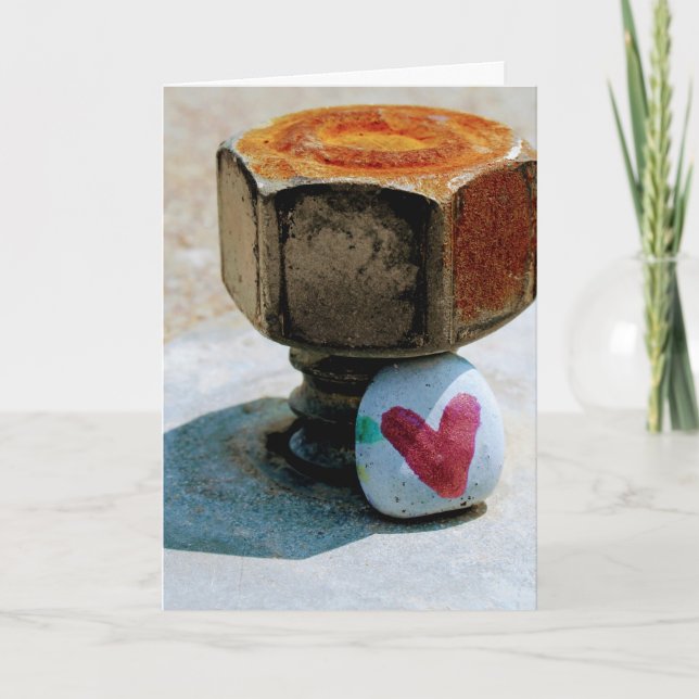 Cartes Pour Fêtes Annuelles Rocher du Coeur caché et boulon rouillé (Devant)