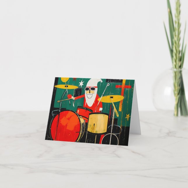 Cartes Pour Fêtes Annuelles Rock and Roll Père Noël (Devant)
