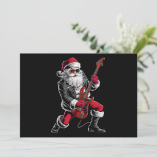 Cartes Pour Fêtes Annuelles Rock & Roll Noël Santa Claus Guitare Player