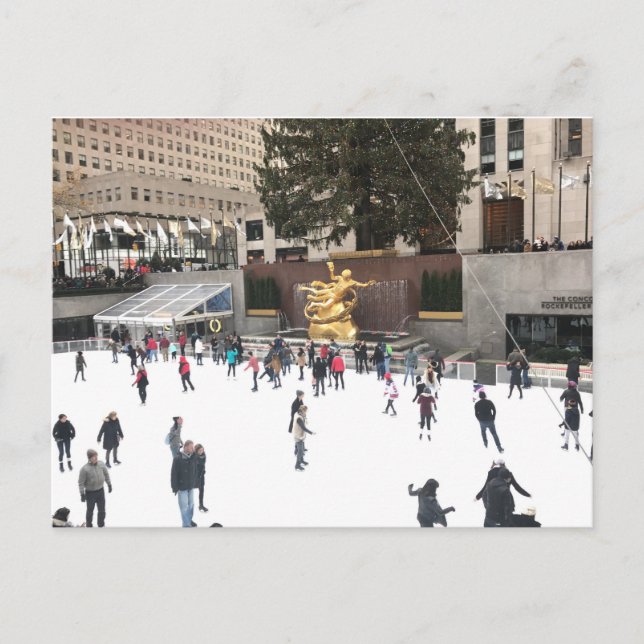 Cartes Pour Fêtes Annuelles Rockefeller Centre patinoire patinoire Noël NYC (Devant)