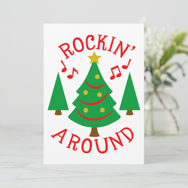 Cartes Pour Fêtes Annuelles Rockin' autour de l'arbre de Noël (Debout devant)