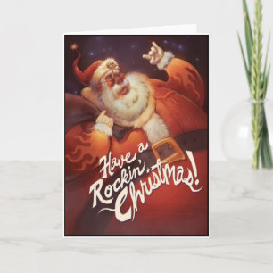 Cartes Pour Fêtes Annuelles Rockin le père noël