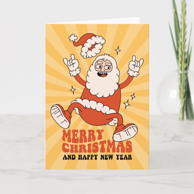 Cartes Pour Fêtes Annuelles Rockin' Santa Claus - Un Noël joyeux et bruyant (Devant)