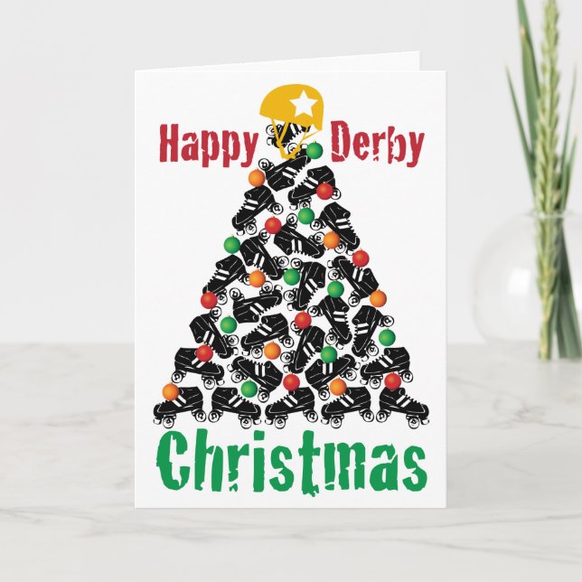 Cartes Pour Fêtes Annuelles Roller Derby Noël, Roller Sking (Devant)