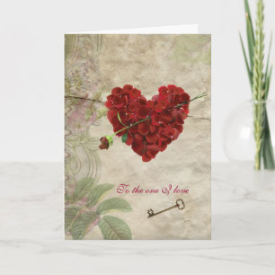 Cartes Pour Fêtes Annuelles Romance Rose Petal Valentine Coeur avec clé