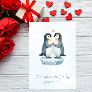 Cartes Pour Fêtes Annuelles Romantic Love Cute Penguin Valentine’s Day Card