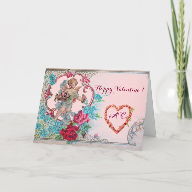 CARTES POUR FÊTES ANNUELLES ROMANTICA / VALENTINE CUPID RASSEMBLER ROSES ROSES (Devant)