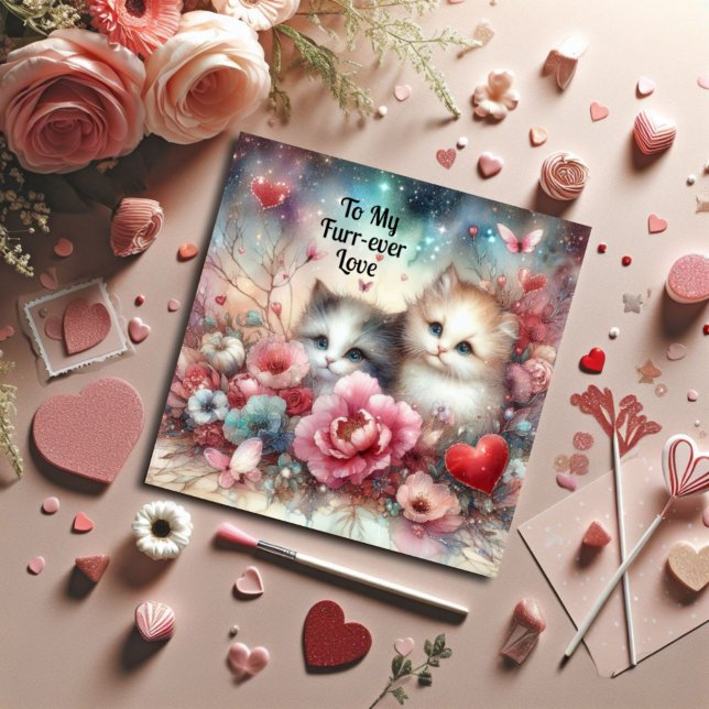 Cartes Pour Fêtes Annuelles Romantique Christian Couple aquarelle Chat Valenti (Créateur téléchargé)