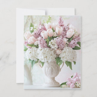 Cartes Pour Fêtes Annuelles Romantique lilas rose et hortensia blanc Saint-Val