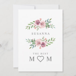 Cartes Pour Fêtes Annuelles Romantique Meilleure maman Floral Wreath Monogramm