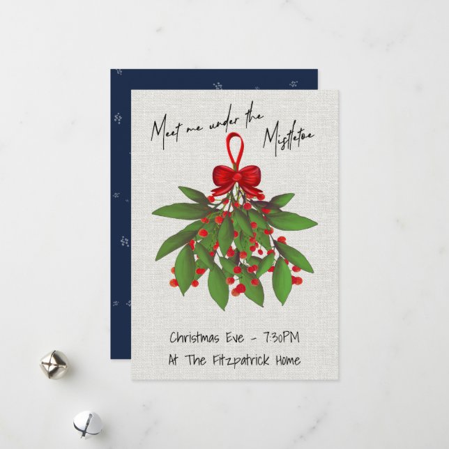 Cartes Pour Fêtes Annuelles Romantique Rencontrez-moi sous le Mistletoe Noël (Devant/Arrière en situation)