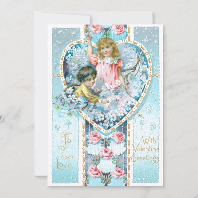 Cartes Pour Fêtes Annuelles Romantique Vintage Floral Valentine (Devant)