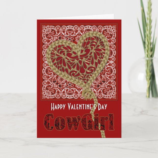 Cartes Pour Fêtes Annuelles Roped My Heart Cowgirl Valentine (Devant)
