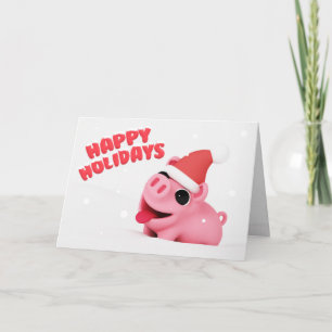 Cartes Pour Fêtes Annuelles Rosa the Pig Christmas Card