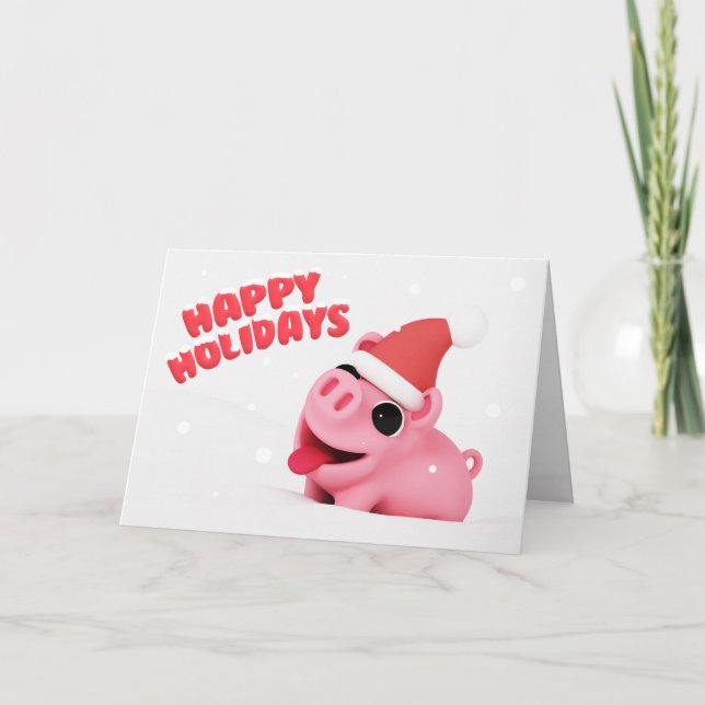 Cartes Pour Fêtes Annuelles Rosa the Pig Christmas Card (Devant)