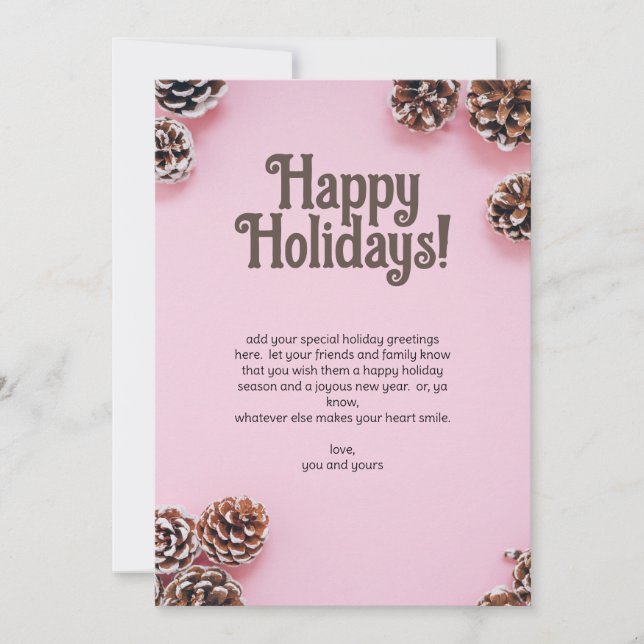 Cartes Pour Fêtes Annuelles Rose aux cônes de pin (Devant)