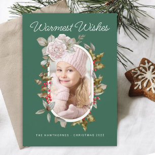 Cartes Pour Fêtes Annuelles Rose botanique d'hiver et Evergreens Photo