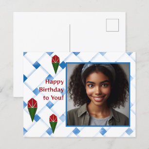 Cartes Pour Fêtes Annuelles Rose customisé tissage Art Rouge Bleu Vert