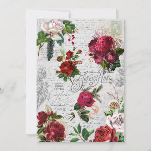 Cartes Pour Fêtes Annuelles Rose de Noël Vintage Joyeux Noel Ephemera