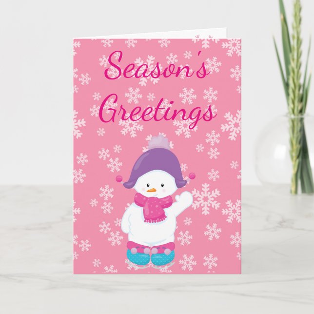 Cartes Pour Fêtes Annuelles Rose d'homme de neige de Bonnes Fêtes (Devant)
