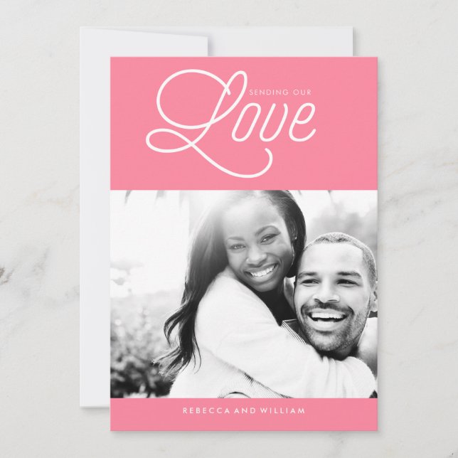 Cartes Pour Fêtes Annuelles Rose "Envoyer notre amour" Saint Valentin Photo (Devant)