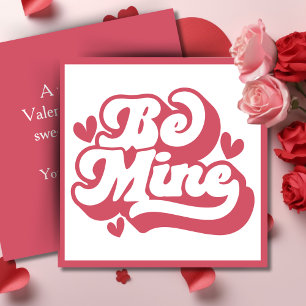 Cartes Pour Fêtes Annuelles Rose et blanc Retro Be Mine Custom Valentine's