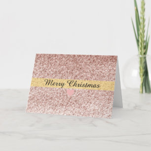 Cartes Pour Fêtes Annuelles Rose Gold Faux Paillettes Joyeux Noël