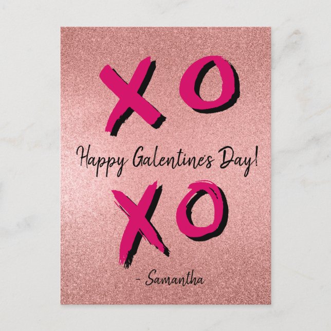 Cartes Pour Fêtes Annuelles Rose Gold XOXO Personnalisé Bonne Saint-Galentin (Devant)