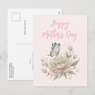 Cartes Pour Fêtes Annuelles Rose Magique et Papillon Pastel pour la Fête des M