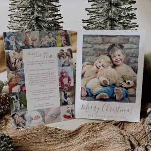 Cartes Pour Fêtes Annuelles Rose minimal Quelle année photo collage Noël