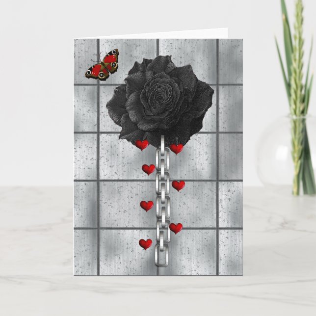 Cartes Pour Fêtes Annuelles Rose Noir D'Amour (Devant)