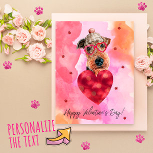 Cartes Pour Fêtes Annuelles Rose Orange Airedale Cadeau de la Saint-Valentin C