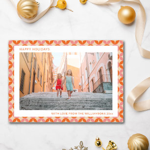 Cartes Pour Fêtes Annuelles Rose orange unique deux photos milieu du siècle mo