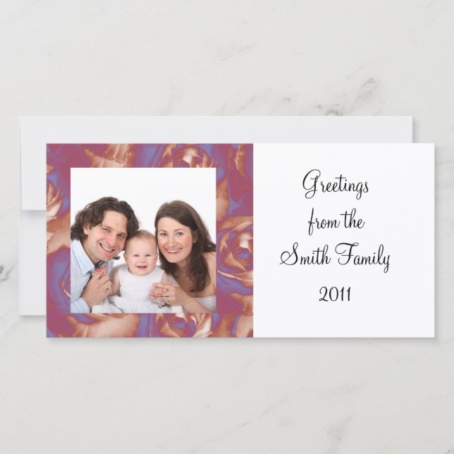 Cartes Pour Fêtes Annuelles Rose/Photo (Devant)