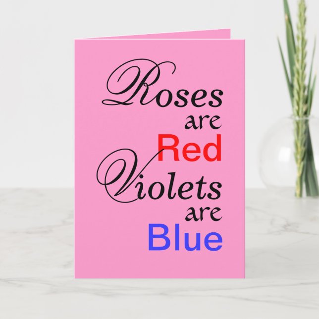 Cartes Pour Fêtes Annuelles Rose Red Violets Blue Valentine Poème (Devant)