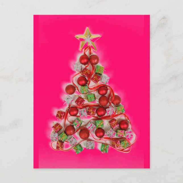 Cartes Pour Fêtes Annuelles ROSE RETRO JAUNE de Noël (Devant)
