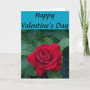 Cartes Pour Fêtes Annuelles Rose rouge avec feuilles vertes