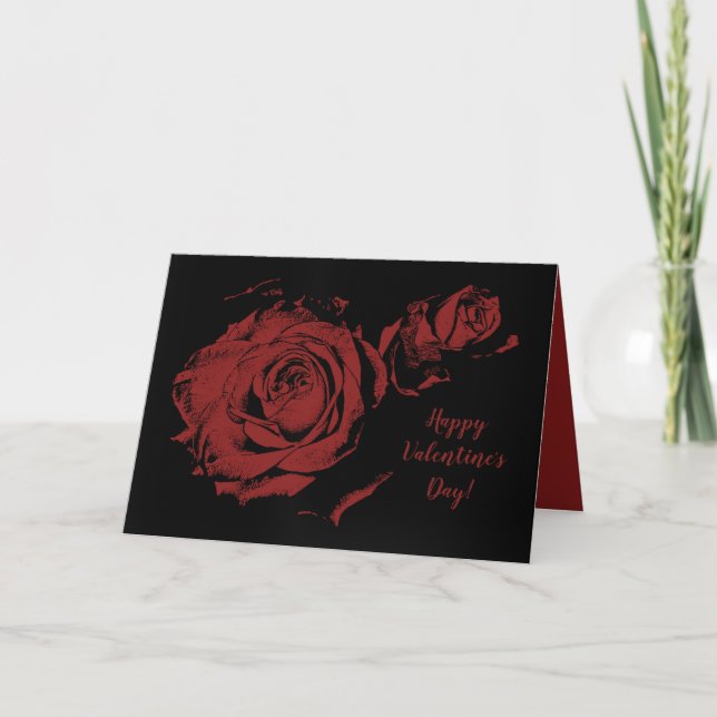 Cartes Pour Fêtes Annuelles Rose rouge Heureuse Sainte-Valentin coiffée de noi (Devant)