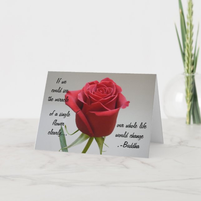 Cartes Pour Fêtes Annuelles Rose rouge Valentine-avec la citation de Bouddha (Devant)