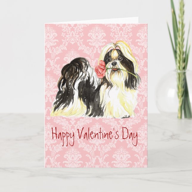 Cartes Pour Fêtes Annuelles Rose Valentin Shih Tzu (Devant)