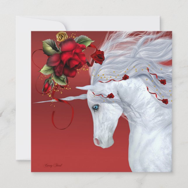 Cartes Pour Fêtes Annuelles Roses de licorne (Devant)