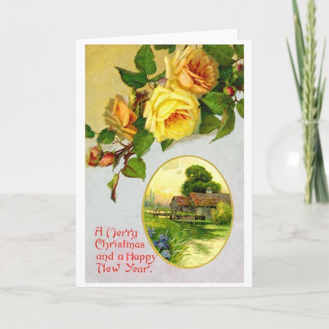 Cartes Pour Fêtes Annuelles Roses de Noël (Devant)