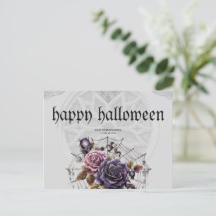 Cartes Pour Fêtes Annuelles Roses gothiques simples et crâne fête d'Halloween