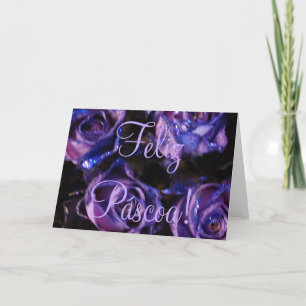 Cartes Pour Fêtes Annuelles Roses heureux portugais de pourpre de Feliz Páscoa