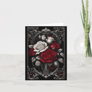 Cartes Pour Fêtes Annuelles Roses rouges et blancs Ornat Frame Goth Valentine