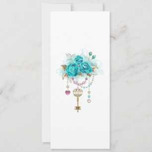 Cartes Pour Fêtes Annuelles Roses turquoise avec touches