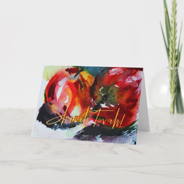 Cartes Pour Fêtes Annuelles Rosh Hashanah Apple Peinture (Devant)