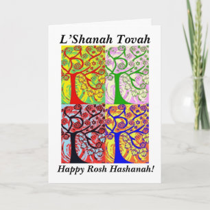Cartes Pour Fêtes Annuelles Rosh Hashanah - arbre de Judaica Hamsa de lever de