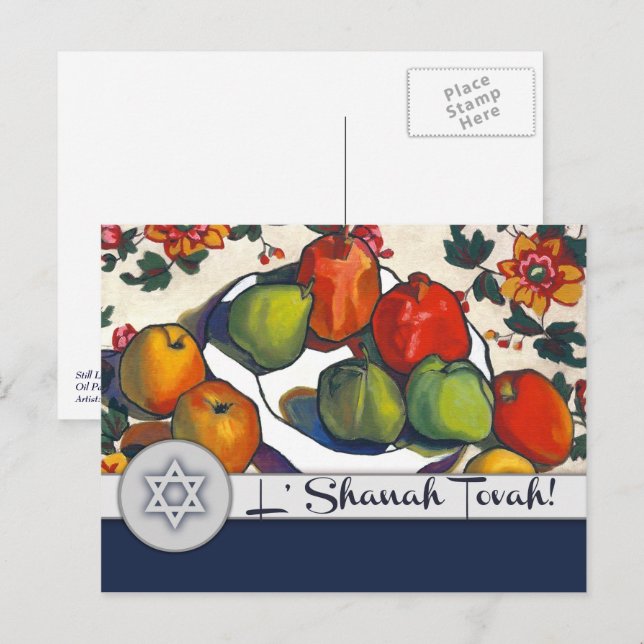 Cartes Pour Fêtes Annuelles Rosh Hashanah | Nouvel An juif Beaux-Arts  (Devant / Derrière)