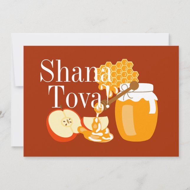 Cartes Pour Fêtes Annuelles Rosh Hashanah Pommes et Miel (Devant)